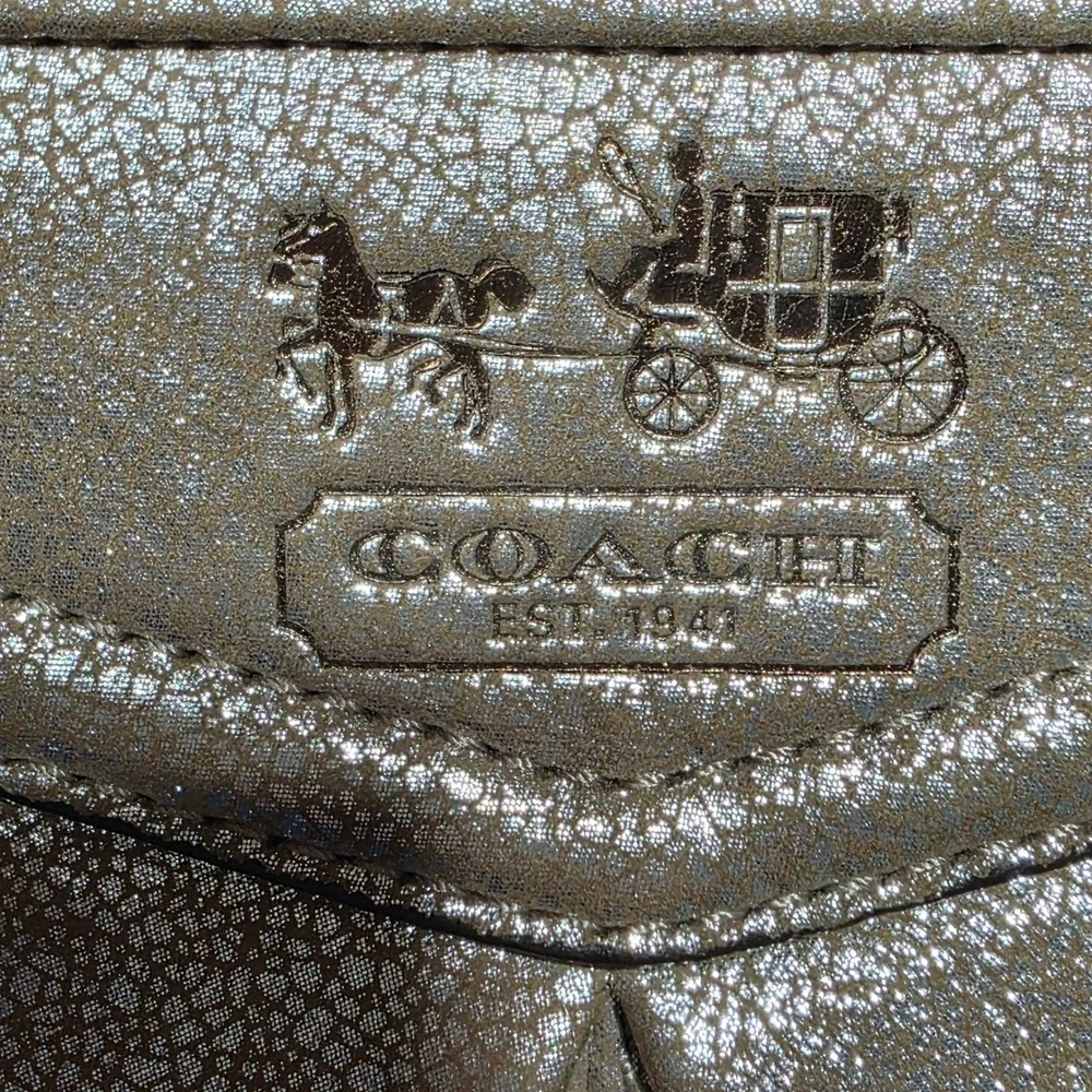 Coach Wristlet Women OS Bronze Metallic Leather Pouch Wallet Clutch